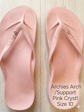 Archies Arch Support Flip Flops Sandals Pink Crystal in Size 10
